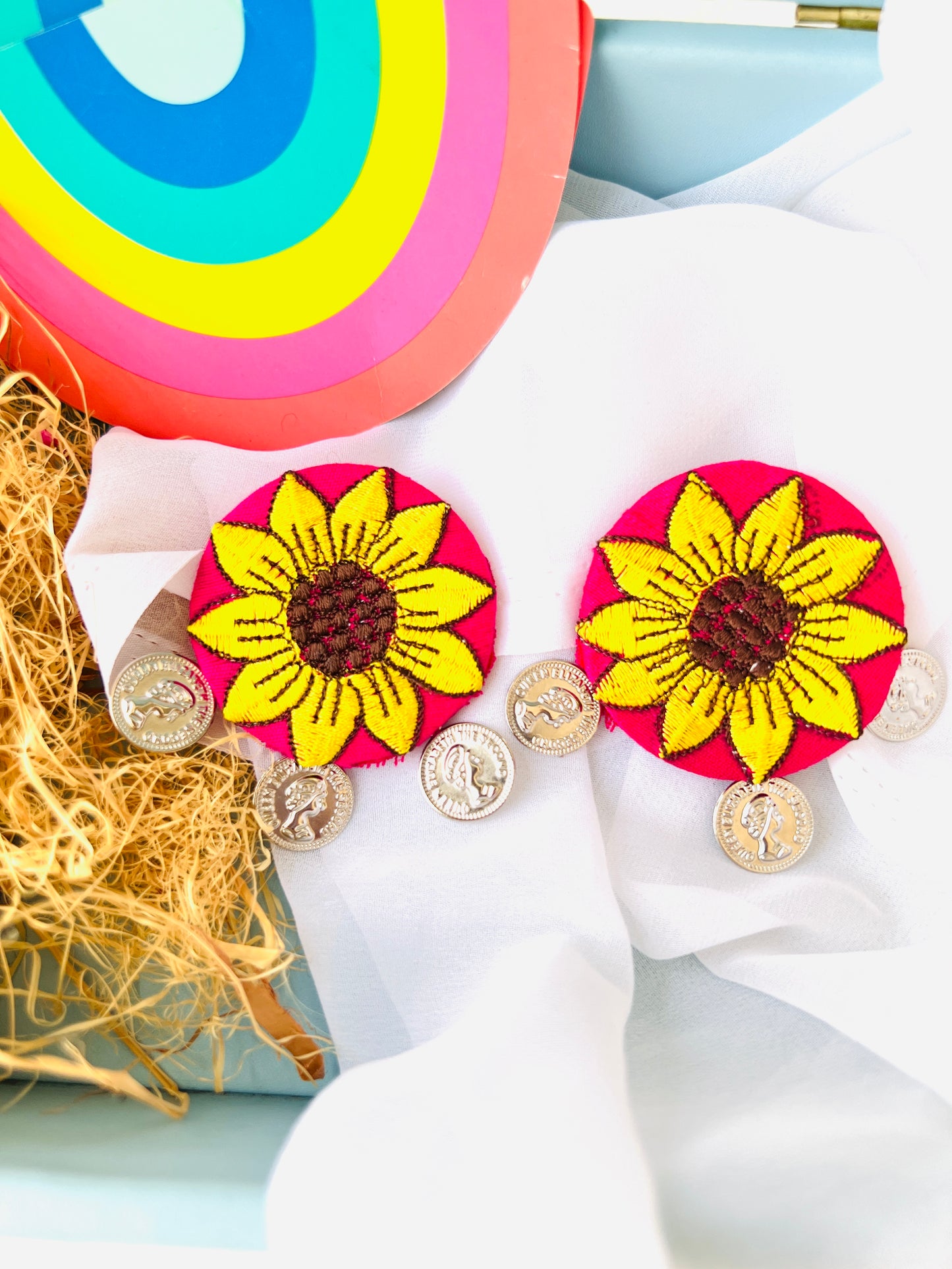 Sunflower Embroidered Earing