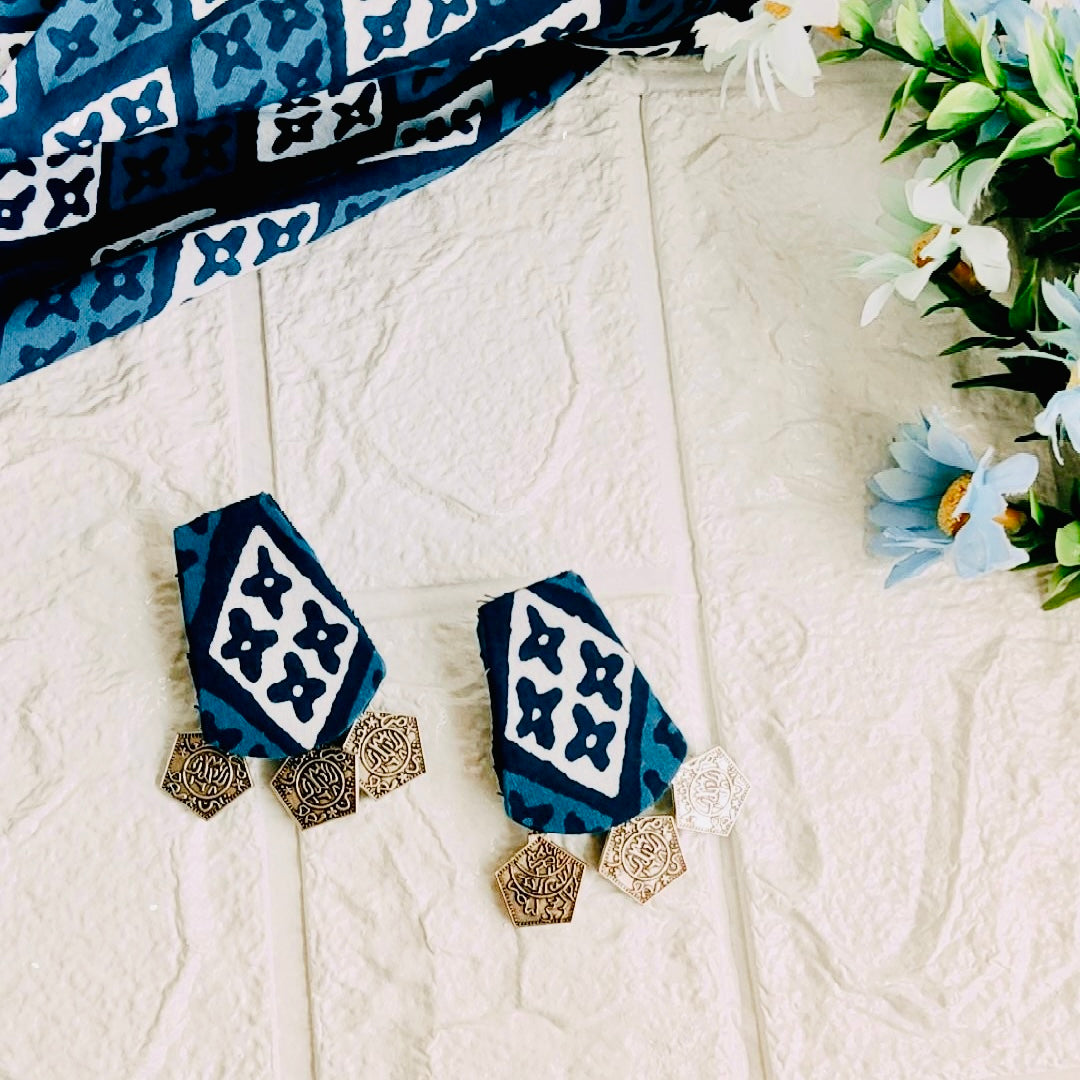 Indigo Coin Earring