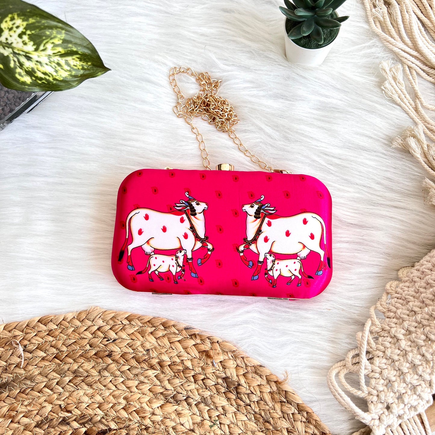 Cow Dark Pink Clutch