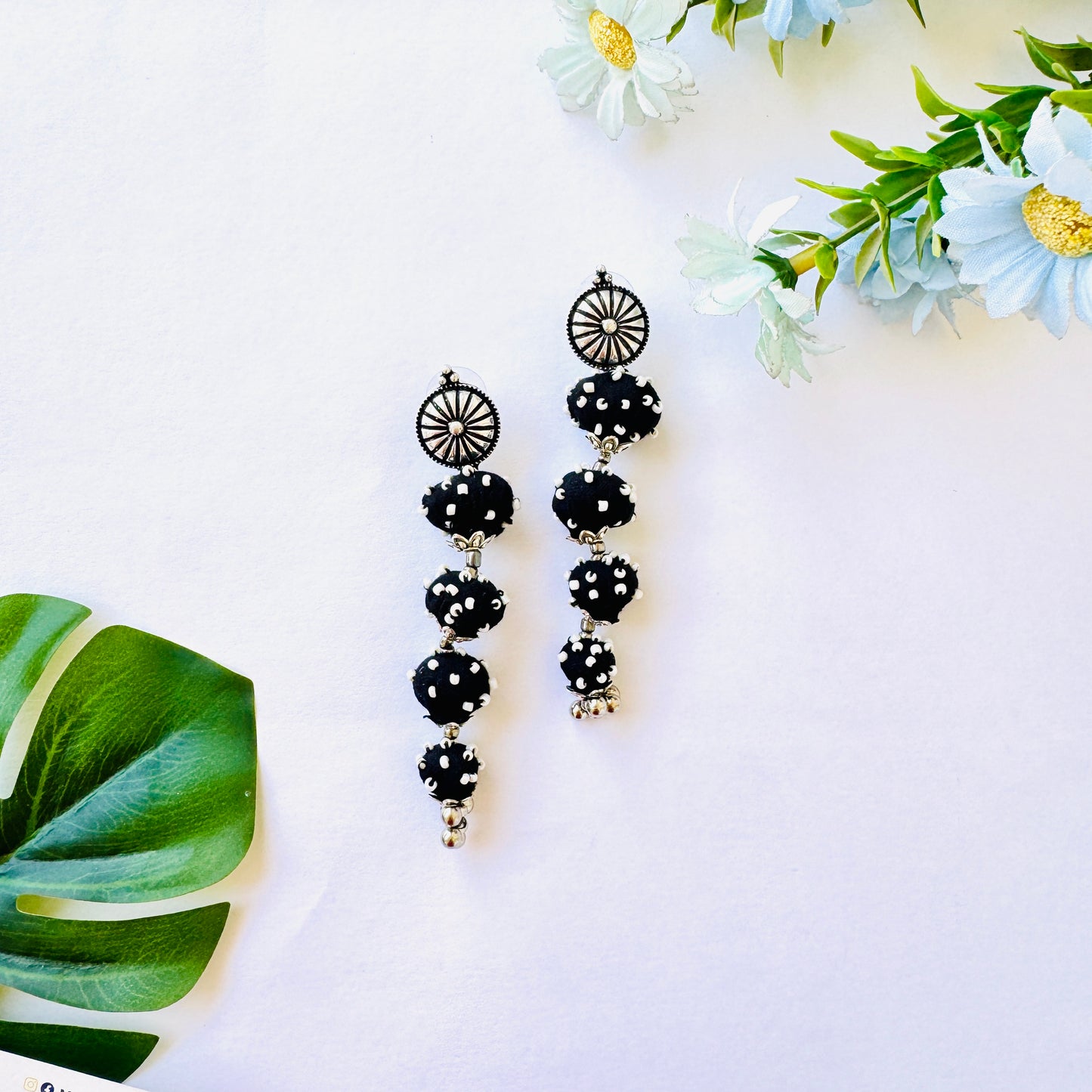Spring Black Earring