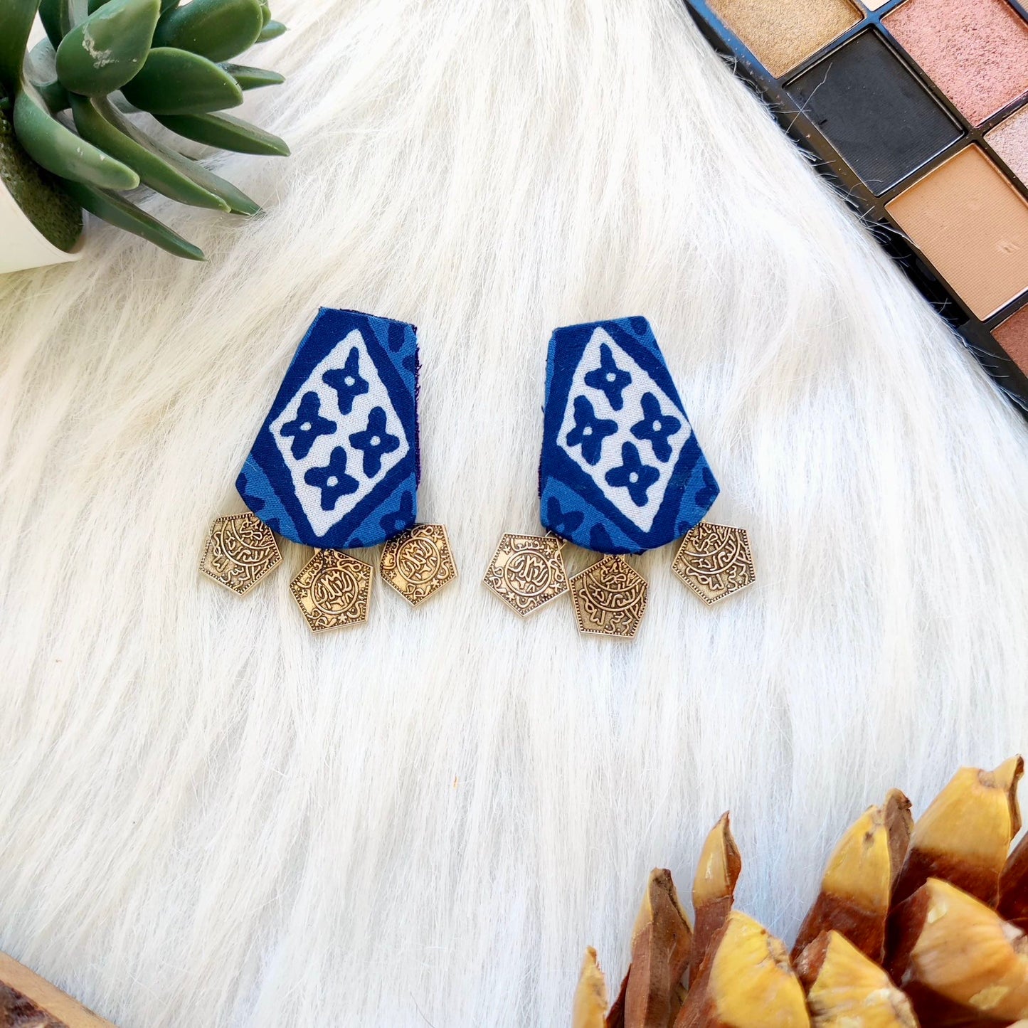 Indigo Coin Earring