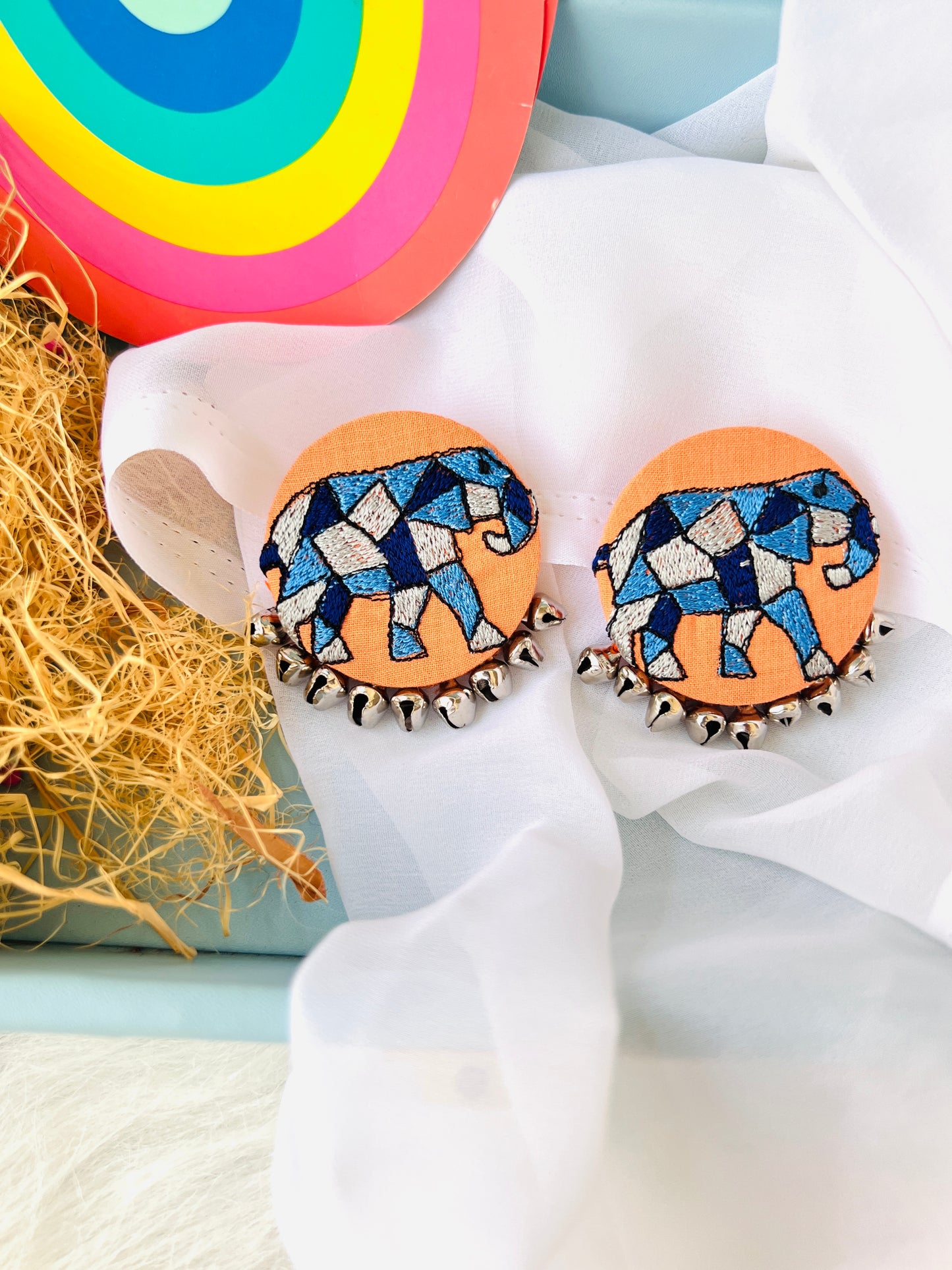 Elephant Embroidered Earring