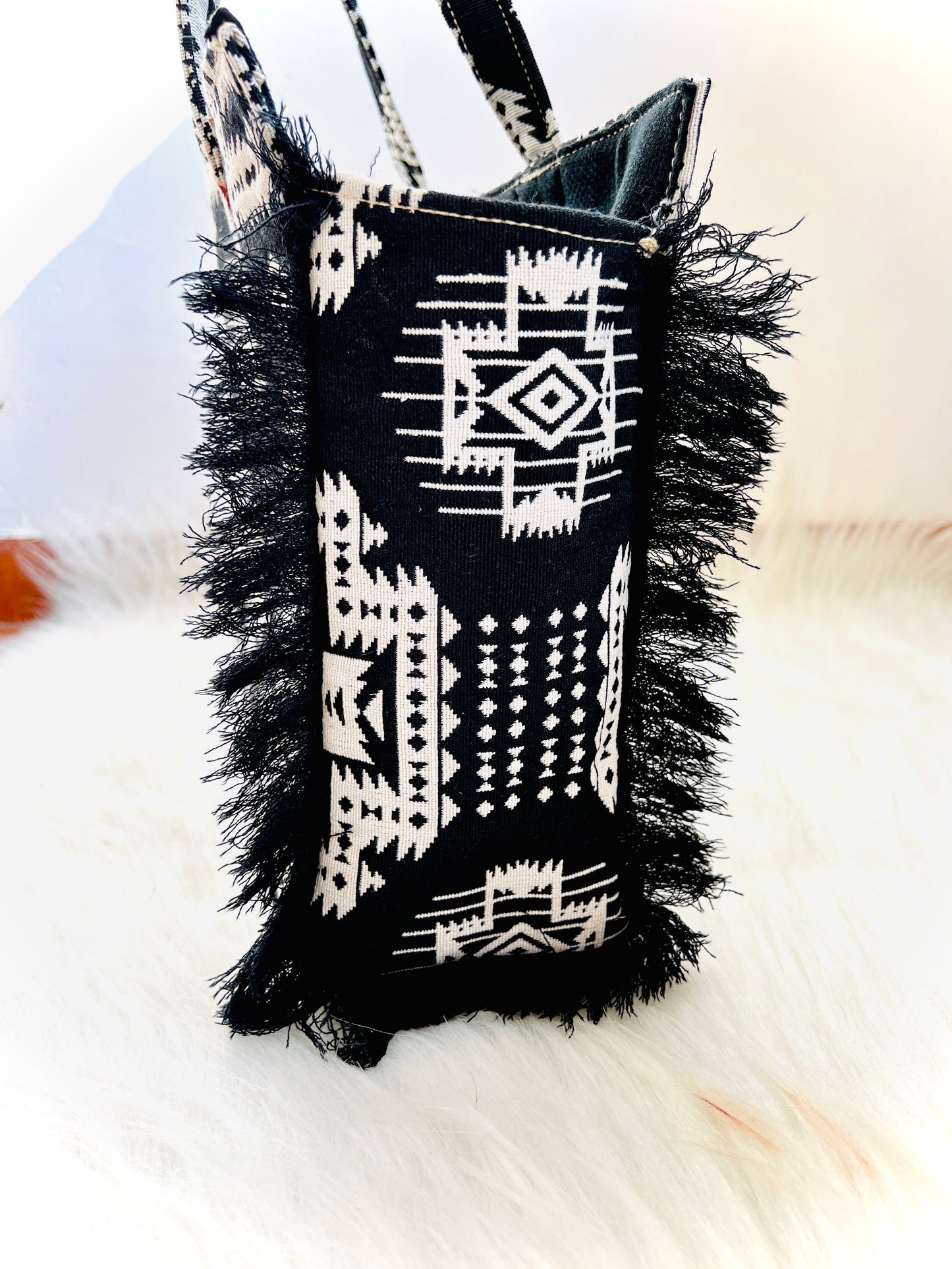 Black Boho Fringe Laptop Bag