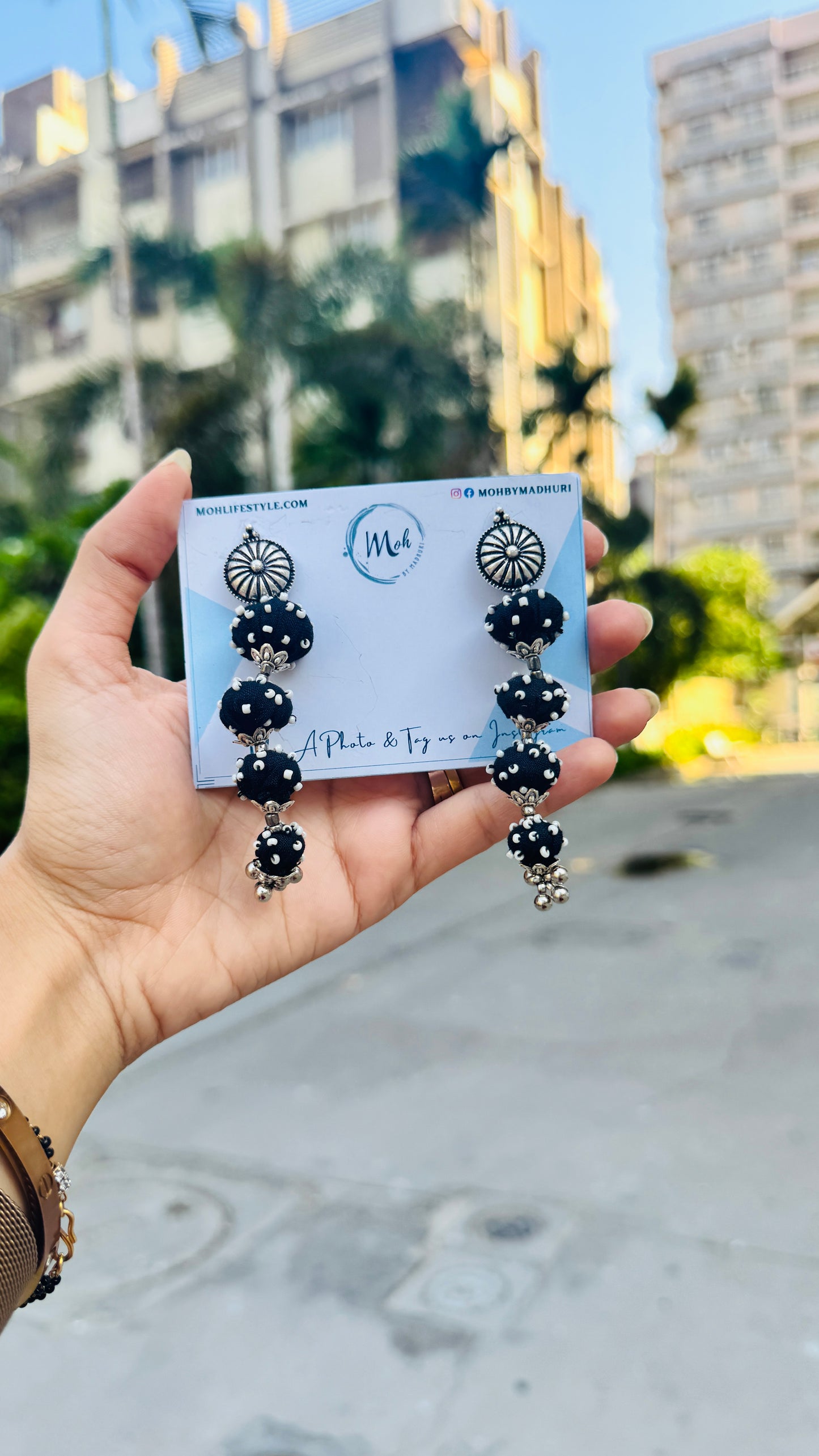 Spring Black Earring
