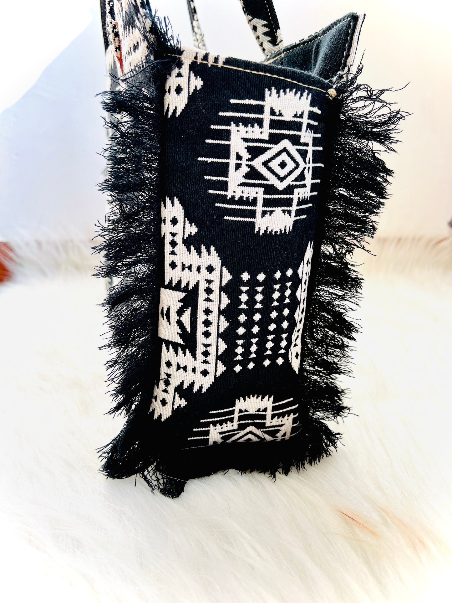 Black Boho Fringe Laptop Bag