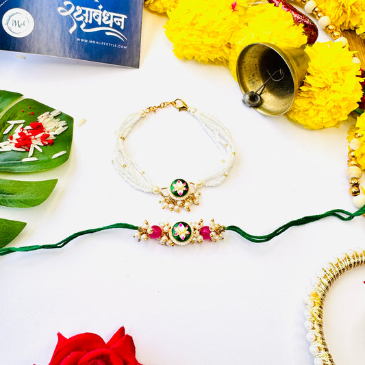 Lotus Green Rakhi + Lumba