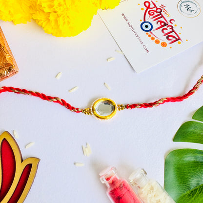 Kundan Red Rakhi