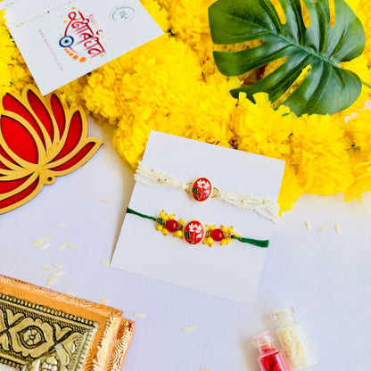 Red Floral Rakhi + Lumba