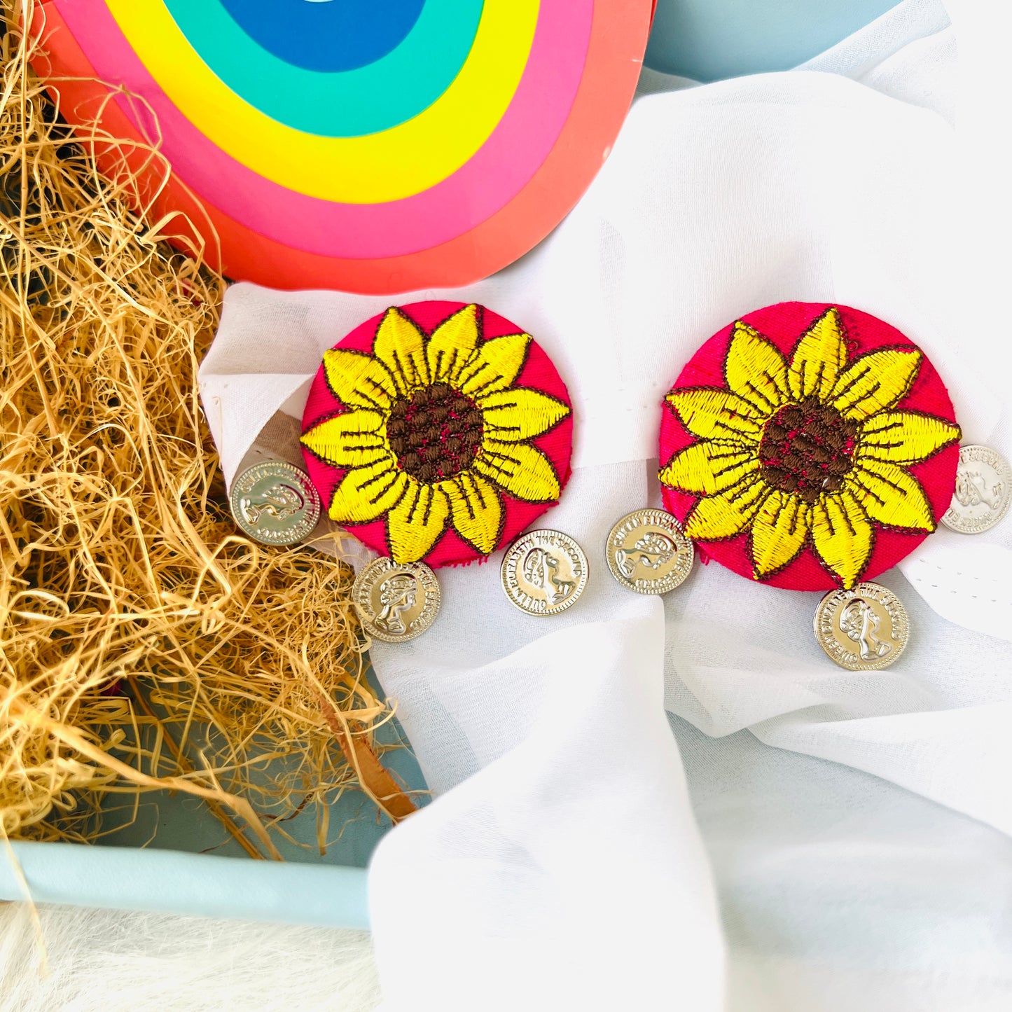 Sunflower Embroidered Earing