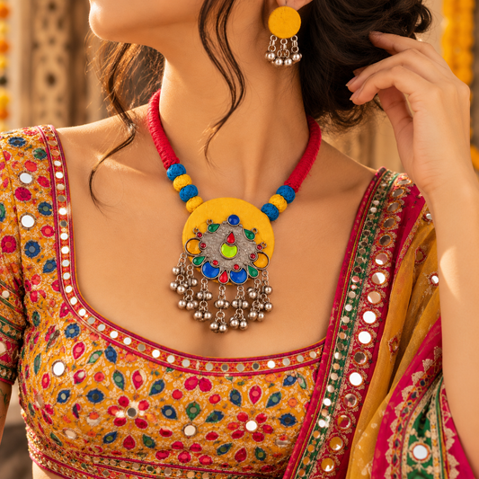 Mirror Afghani Set Yellow