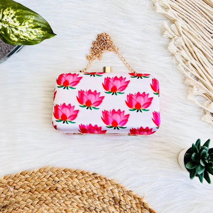 Pichwai White Lotus Clutch