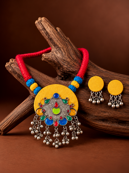 Mirror Afghani Set Yellow
