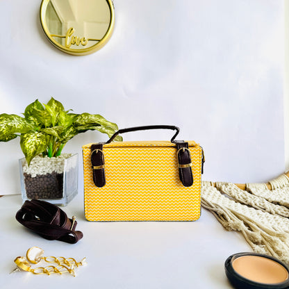 Yellow Zigzag Box Sling Bag