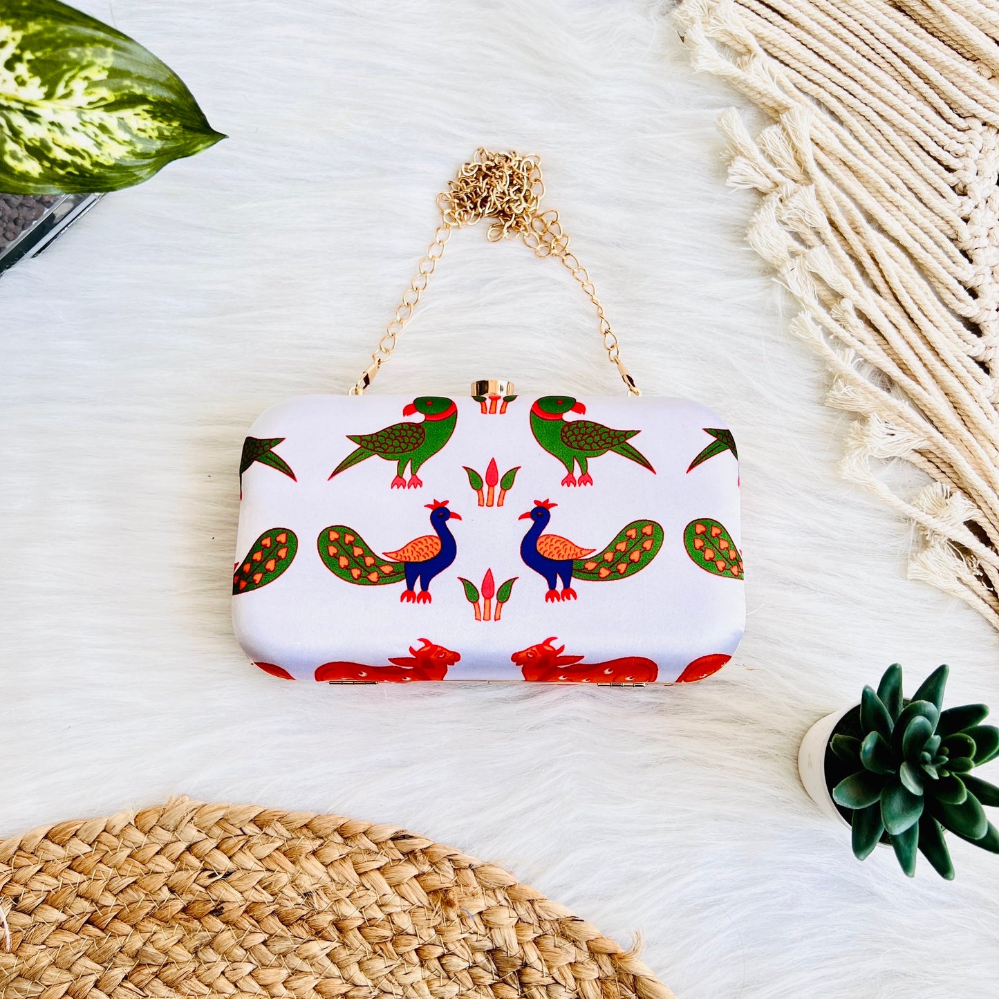 Peacock Clutch White