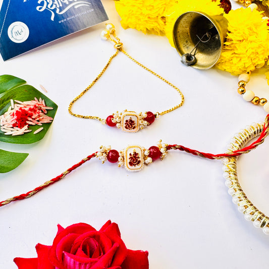 Ganesha Red Rakhi + Lumba