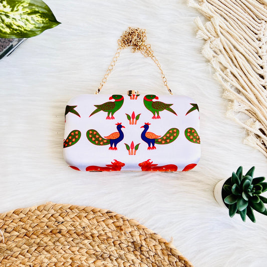 Peacock Clutch White