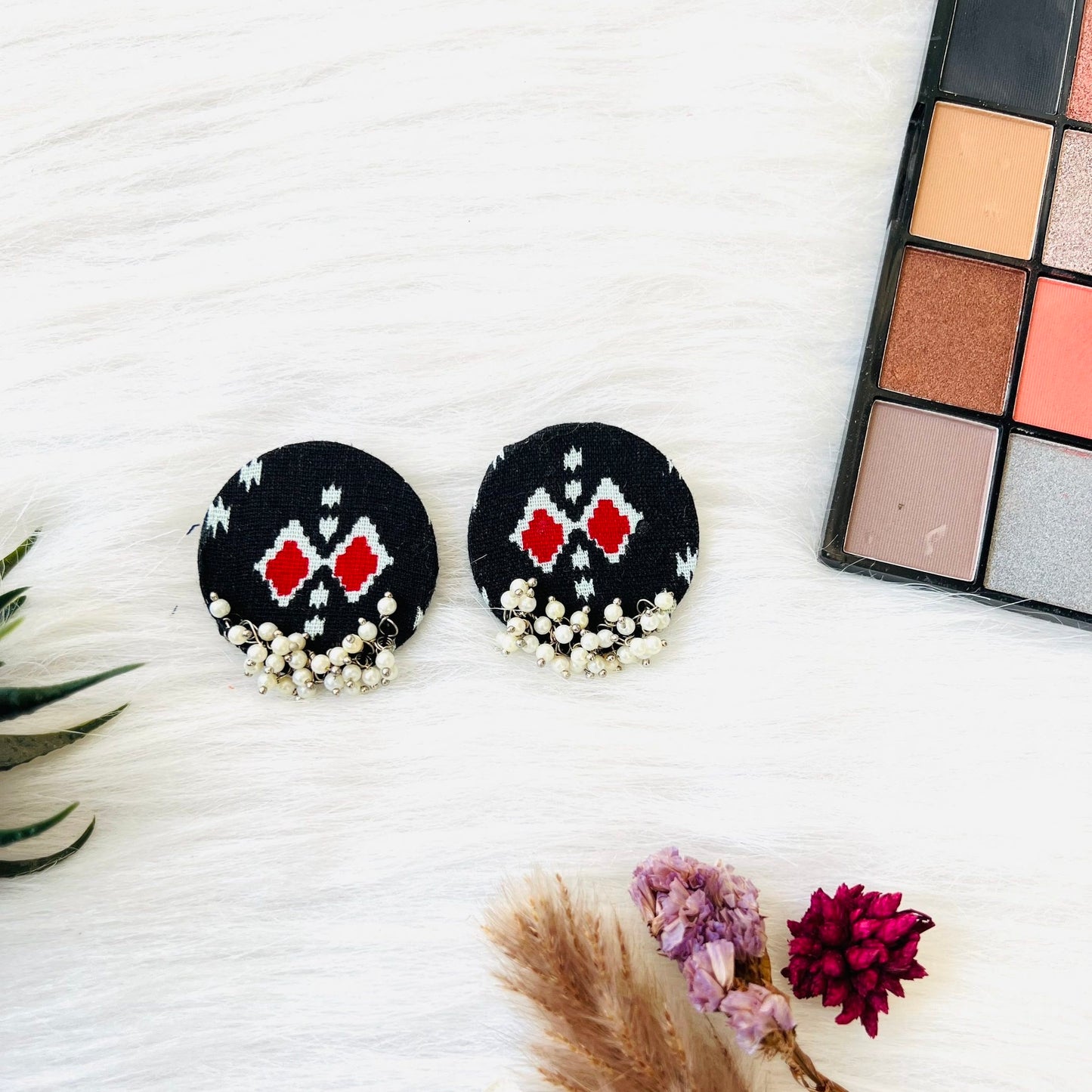 Red Ikat Cluster Earring