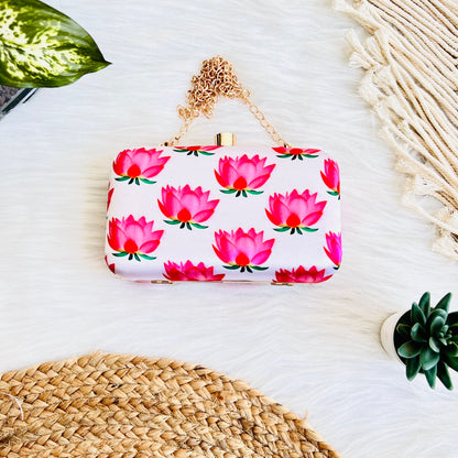 Pichwai White Lotus Clutch