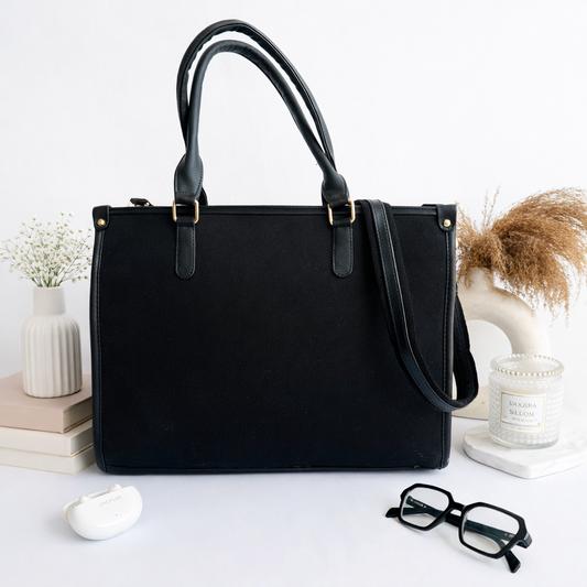 Black Canvas Tote Bag