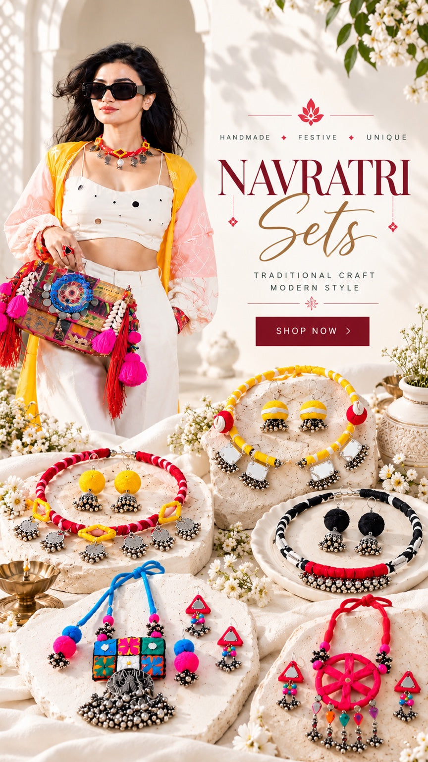 White theme Navratri Sets mobile banner for MohLifestyle